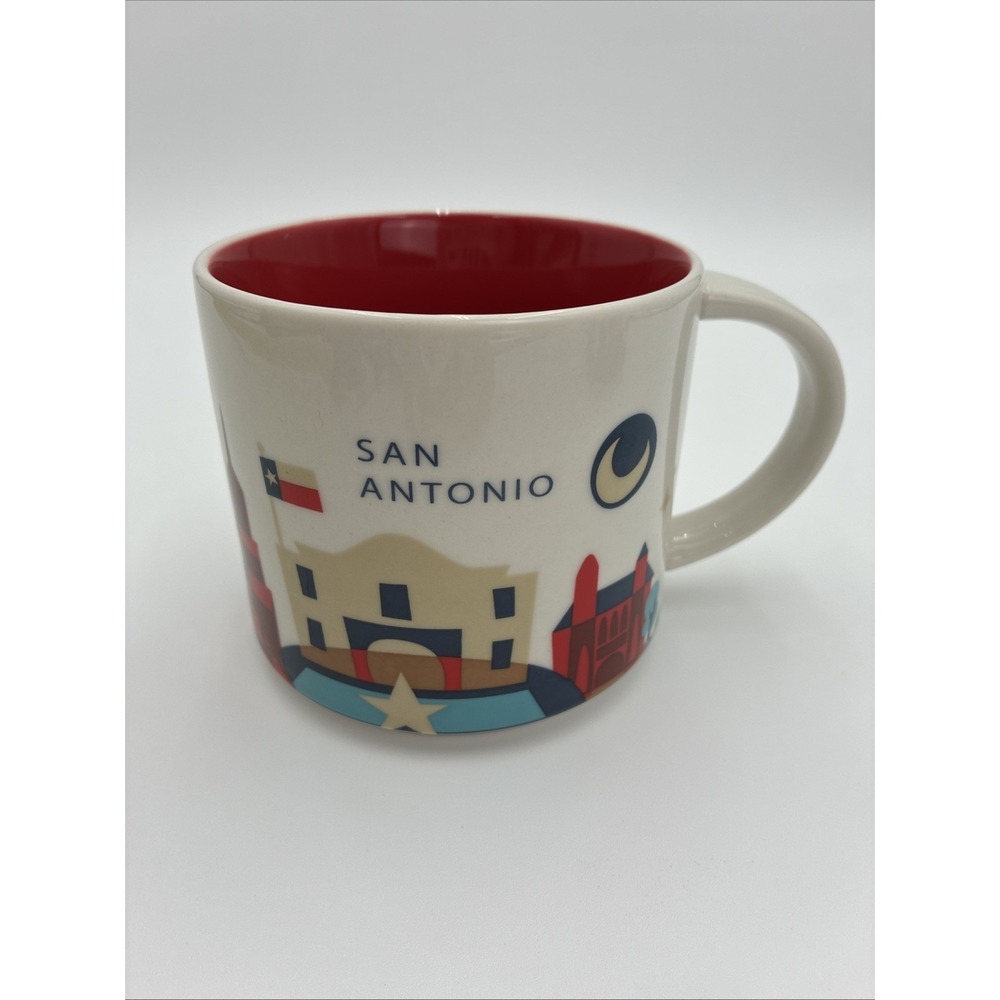 Starbucks Been There Series San Antonio Texas Coffee Mug 14oz Red Interior